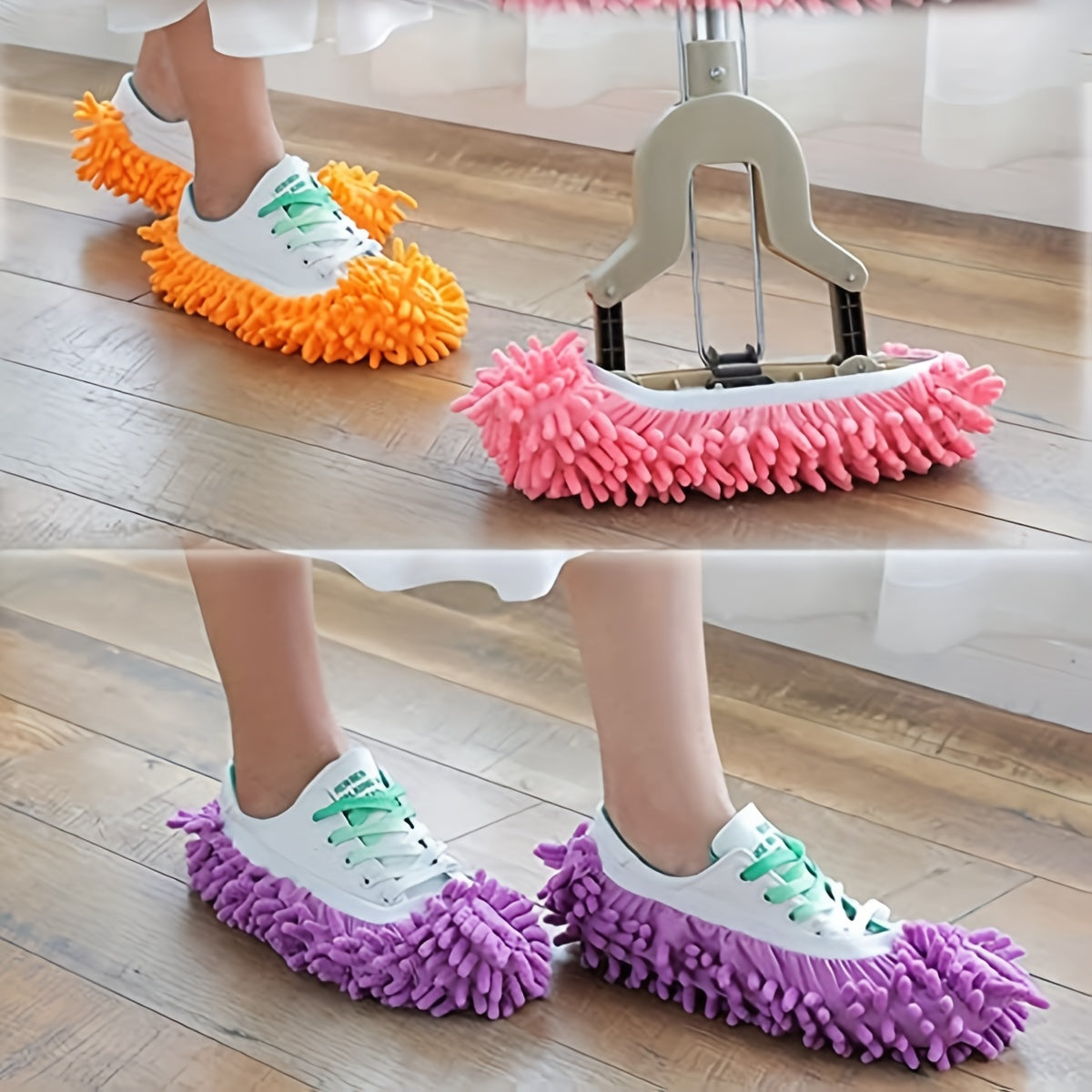5 Pairs Of Mop Slippers Shoes Cover, Soft Washable Reusable Microfiber Foot Socks, Dust Mop Slippers For Cleaning Bathroom, Kitchen, Bedroom