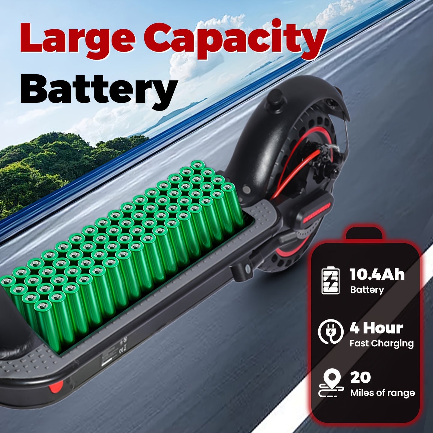 J3 Electric Scooter - Range of up to 20 Miles, Tire of 8.5'', Motor Power Ranges from 350W, Max Speed of 20 MPH, Foldable Commuting Scooter for Adults with Dual Braking System