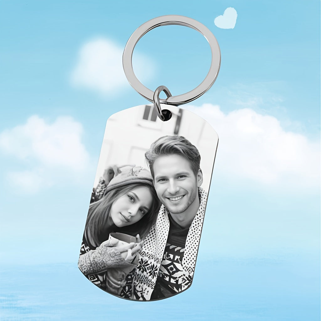 1pc Personalized Men's Keychain with Laser Engraved Photo - Perfect Gift for Father, Boyfriend, Girlfriend, or Lover