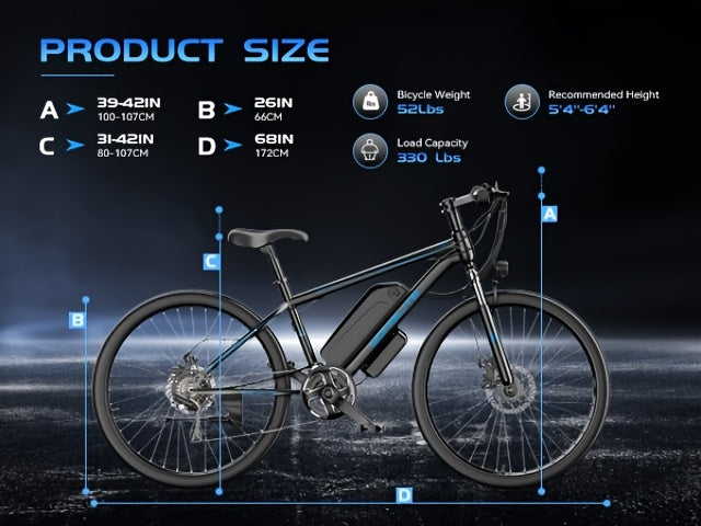 26" Electric Bike for Adults, 21-Speed Mountain EBike with 500W Peak Motor, Up to 20 MPH, 60 Miles Max Range, Electric Bicycle with Removable Battery & 5-Working Modes