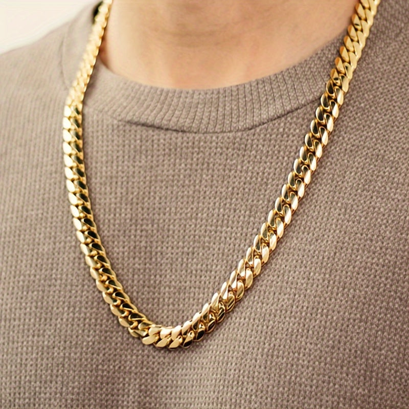 1pc To My Son New Golden Cuba Necklace Father's Day Gift For Him Gift Box Hip Hop Titanium Steel Gift for Him Man Father Best Dad Women Mother's Day Jewelry Waterproof Fashion Trendy Simple Jewelry birthday