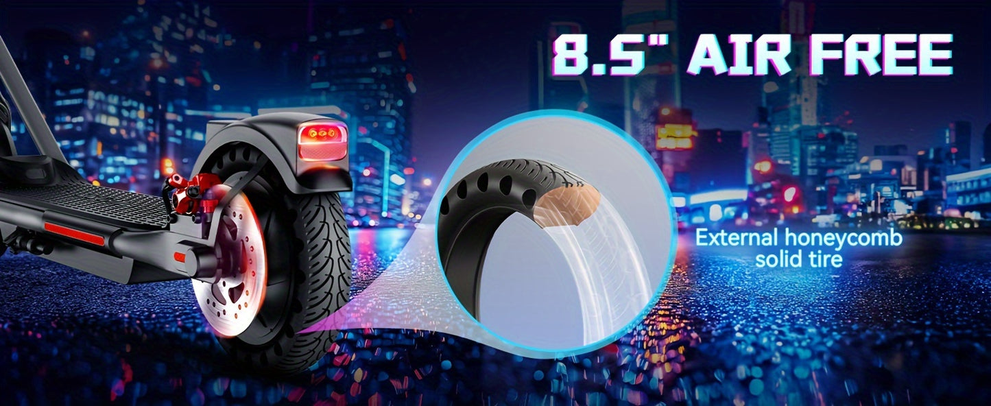 SISIGAD Folding Electric Scooter, 8.5" Solid Tires, 300W Electric Scooter with 15 Miles Long Range, 15MPH Speed Foldable Commuting E-Scooter for Adults