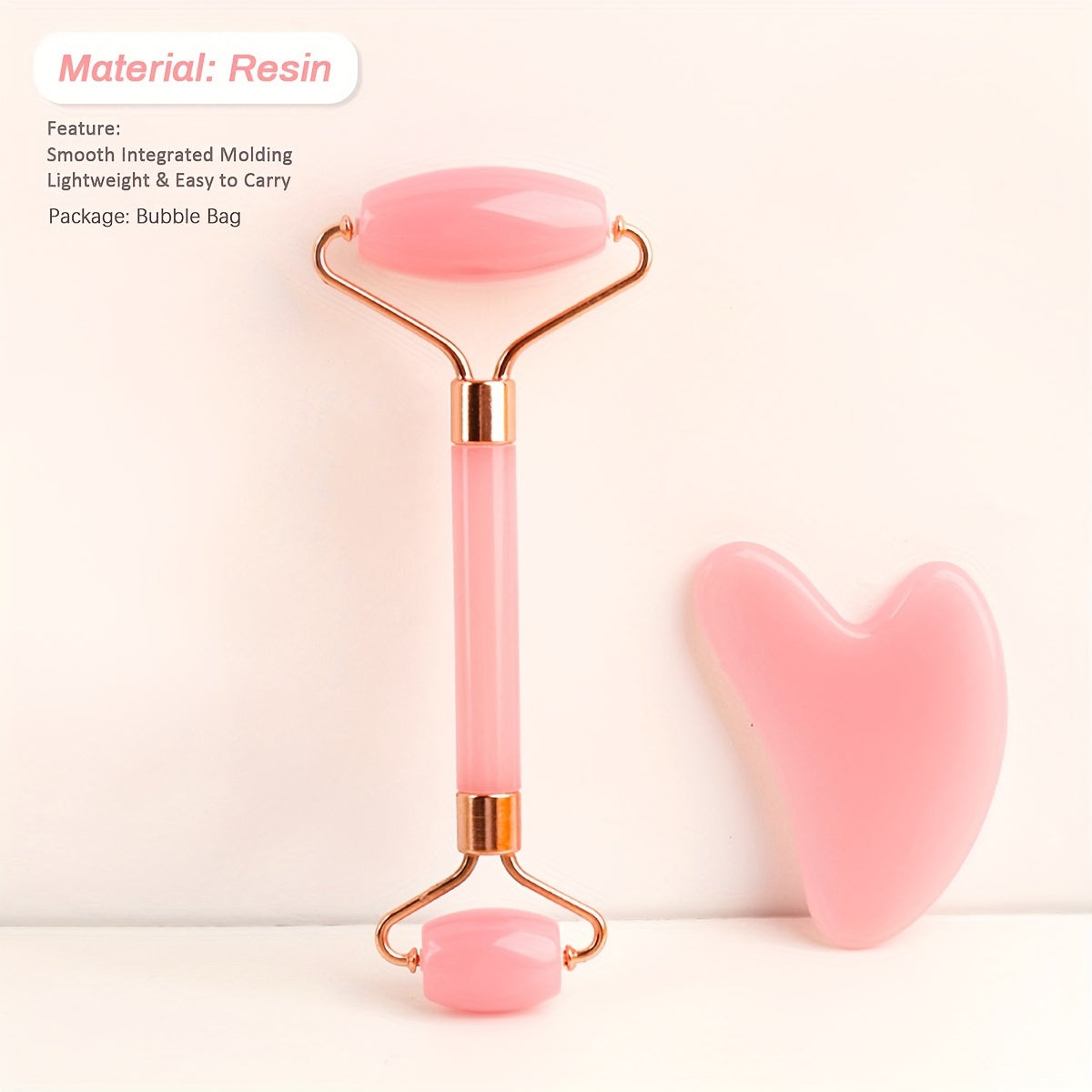 Facial and Eye Roller Massage Stick Non-Natural Pink Crystal Jade Roller Beauty Massager