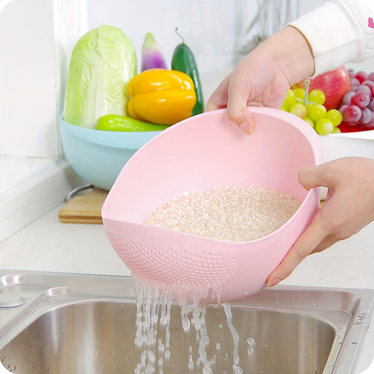 1pc/2pcs/3pcs Multi-Functional Kitchen Washing Basket Basin - Drain Water, Wash Rice, Perfect For Cleaning Vegetables And Fruits, And More With Convenient Features - Ideal For Various Uses And Users, Kitchen Accessories