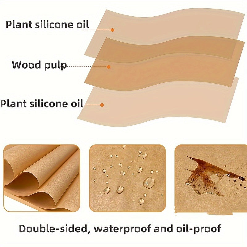MOREDOR 50/100/200pcs Parchment Paper Baking Sheets, 12 x 16 Inch, Non-Stick, Unbleached Wood Material, for Baking, Cooking, Grilling, Air Fryer, Steaming - Kitchen Accessories Without Battery