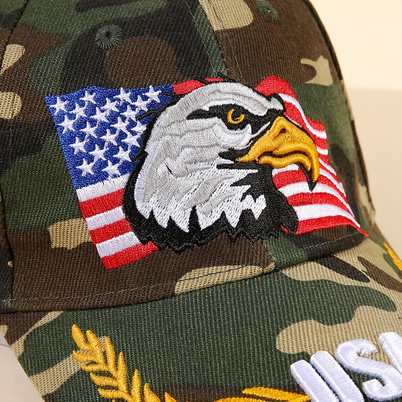 Unisex Eagle Embroidered Baseball Cap - Tactical Camouflage Sunshade Dad Hat with Adjustable Strap - Perfect for Outdoor Enthusiasts and Patriotic Fans
