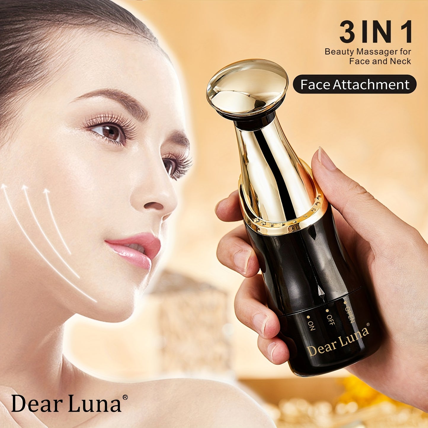 3 Attachments, 3-in-1 Face Massager, Neck Massager, Body Massager, Beauty Device For Women, Portable Electric Facial And Body Massager