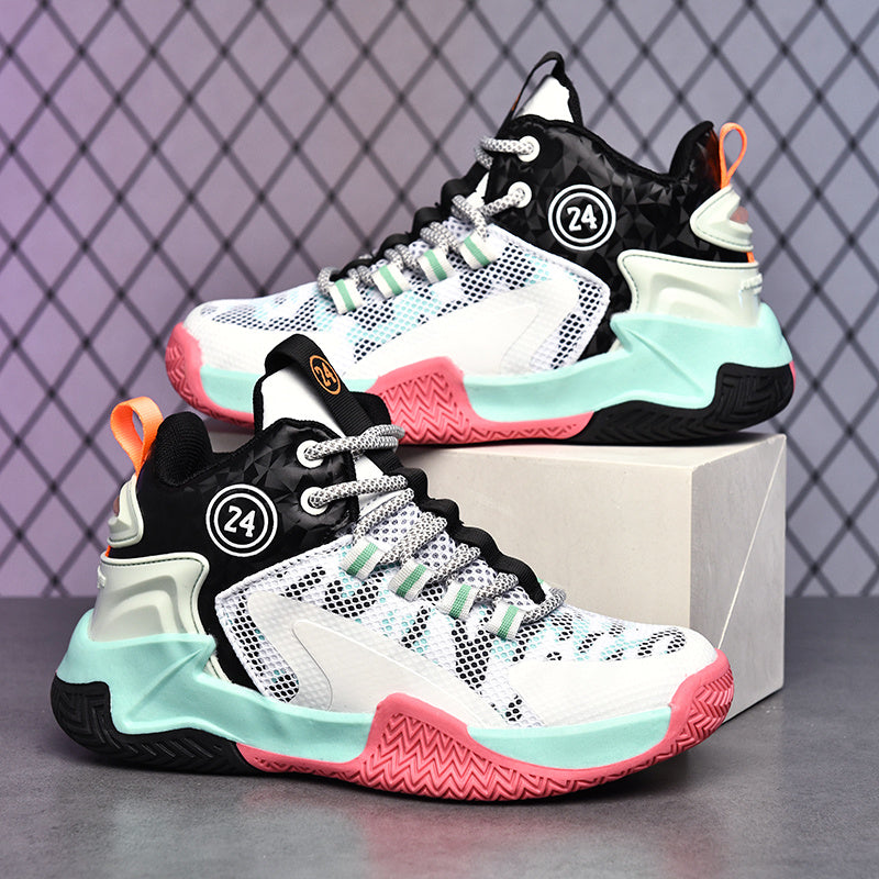 Breathable & Durable Boys' Basketball Sneakers – Lightweight, All-Season Mid-Tops with Rubber Sole