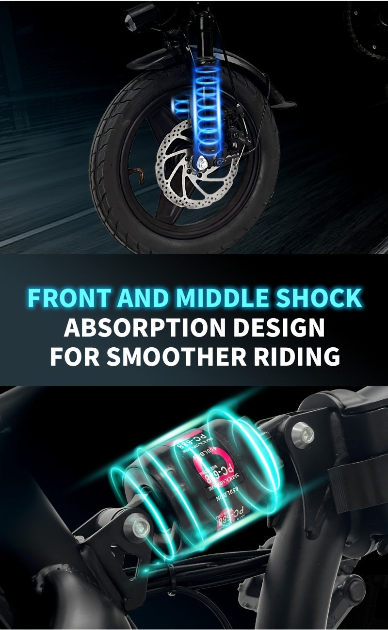 Folding Electric Bike - Powerful Motor, Fast Speed, 14-inch Tires, Commuter-friendly, Light Weight, Long-lasting Battery