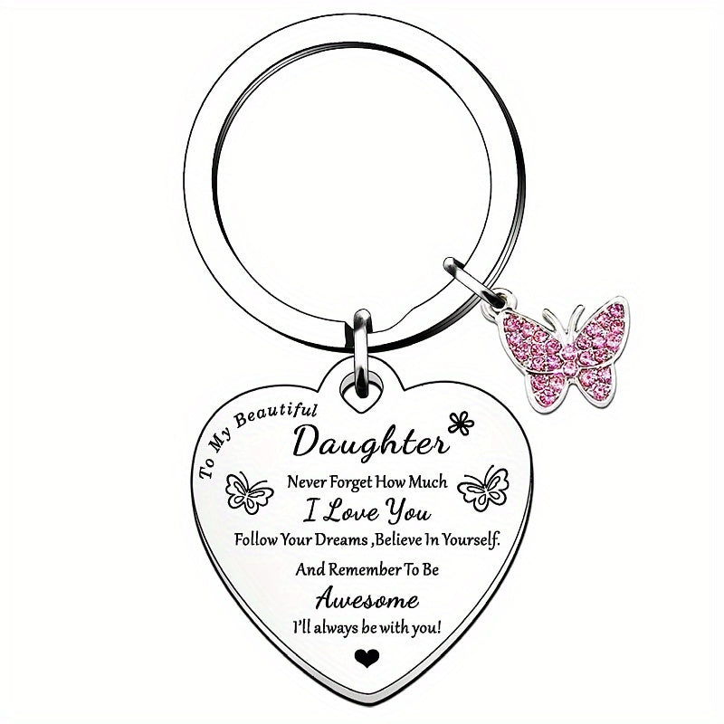 1pc, As A Souvenir For My Daughter, Keychain, Keychain, Keychain, Father And Mother's Birthday Gift, Christmas Graduation, Lovely Heart, Great Memory, I Love You
