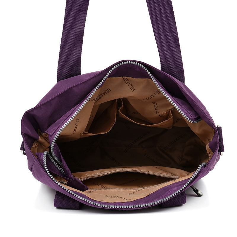 Large Capacity Shoulder Bag, Letter Patch Decor Tote Bag Women's Casual Nylon Handbag