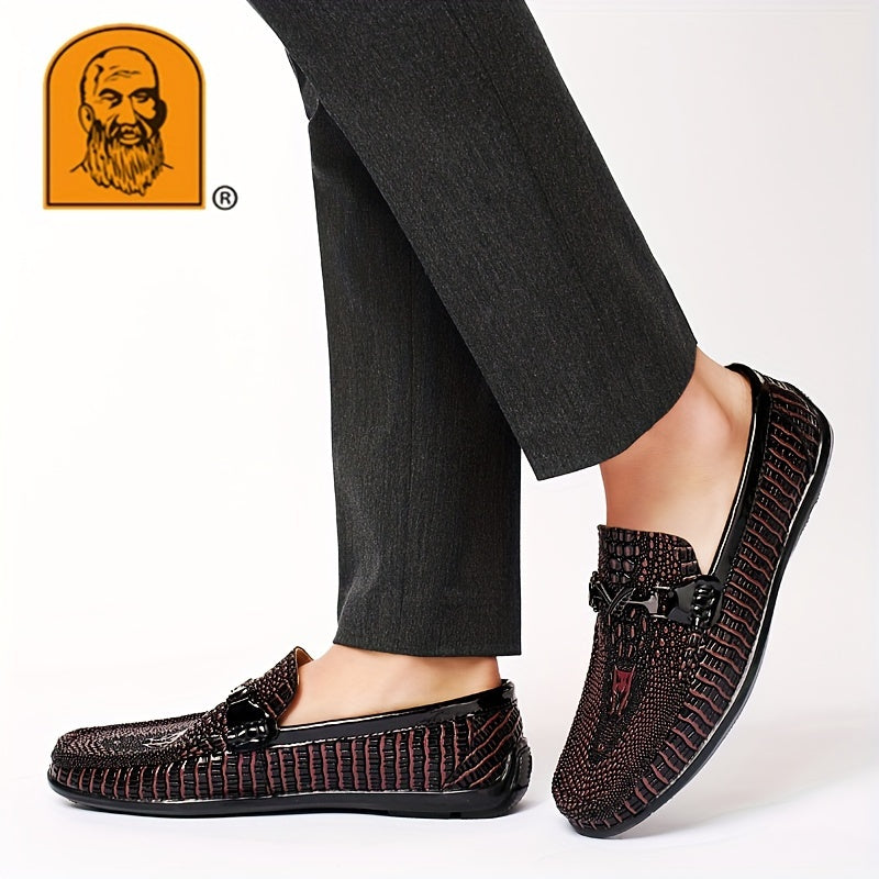 Men's Textured Moc Toe Loafer Shoes, Comfy Non-slip Slip On Shoes, Men's Shoes, Spring And Summer