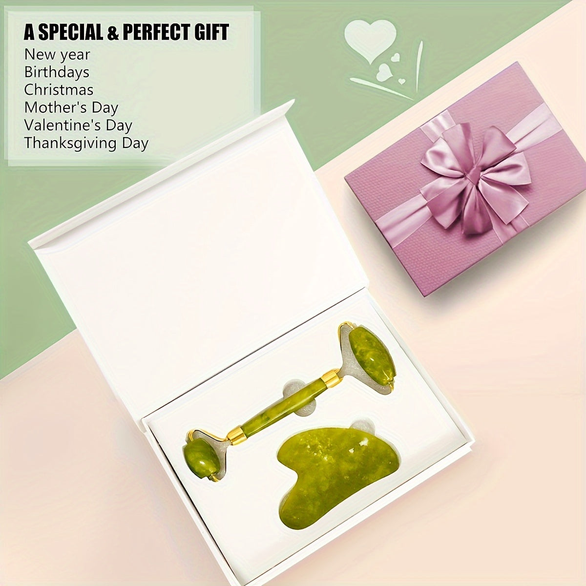 Facial and Eye Roller Massage Stick Non-Natural Pink Crystal Jade Roller Beauty Massager