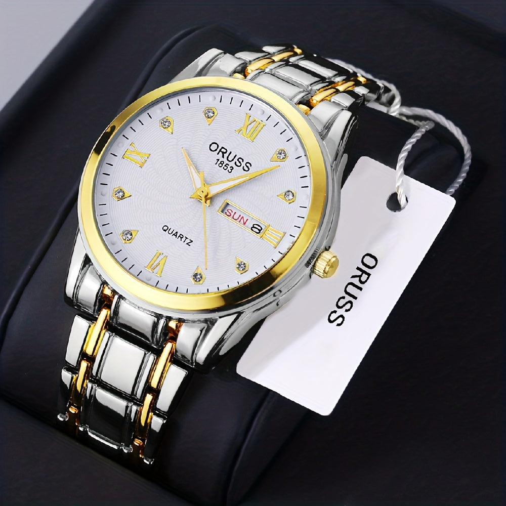 1pc Men's Round Waterproof Luminous Quartz Watch, Wristwatch, Ideal choice for Gifts