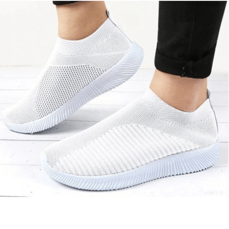 Women's Solid Color Casual Shoes, Lightweight Breathable Slip On Socks Shoes, Low Top Sneakers