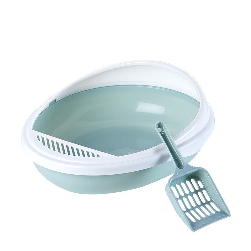 Pet Semi-Enclosed Cat Litter Box Detachable Cat Toilet with Cat Litter Shovel