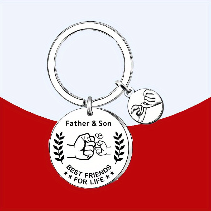 Dad Keychain Gifts From Son Stainless Steel Key Chain Ring Father & Son Best Friends For Life Key Chain Birthday Father's Day Gift For Dad Father Papa