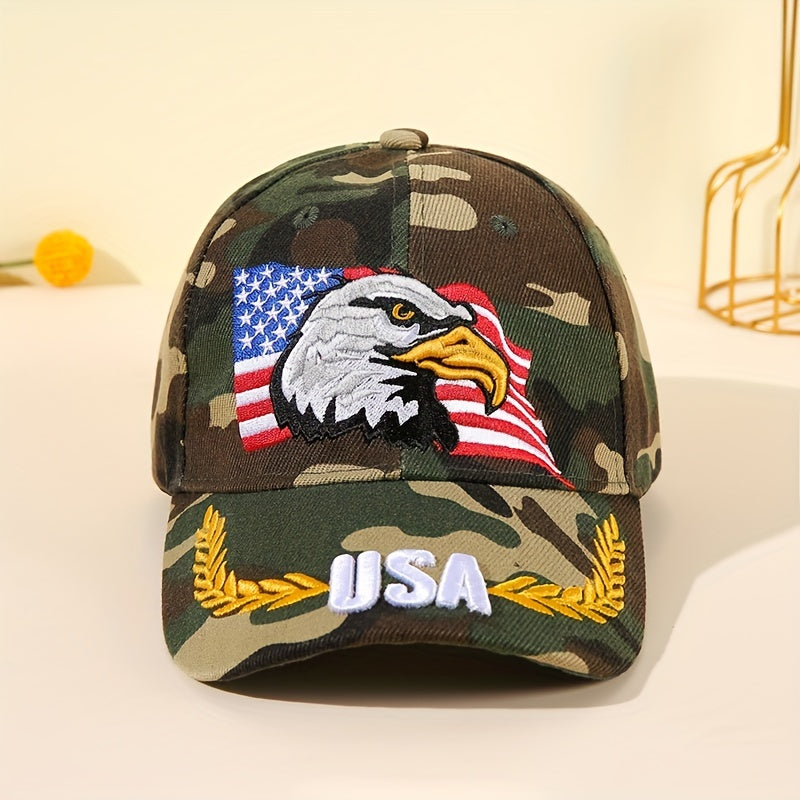Unisex Eagle Embroidered Baseball Cap - Tactical Camouflage Sunshade Dad Hat with Adjustable Strap - Perfect for Outdoor Enthusiasts and Patriotic Fans