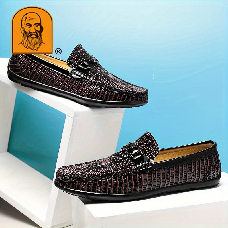Men's Textured Moc Toe Loafer Shoes, Comfy Non-slip Slip On Shoes, Men's Shoes, Spring And Summer