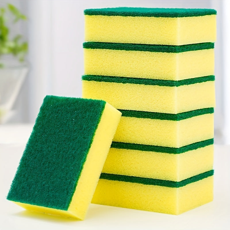 5/10pcs, Dishwashing Sponge, Scouring Pad, Dishwashing Cloth, Kitchen Double-sided Cleaning Brush Pot Brush Bowl Sponge Block, Household Dishwashing Sponge Wipe