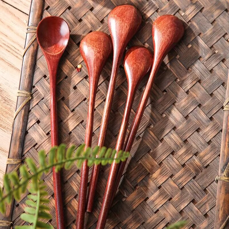 10pcs Wooden Spoon, Wooden Coffee Spoons Long Handle Wooden Mixing Spoon Long Handle Wooden Teaspoon Handmade Wood Stirring Spoon For Kitchen Stirring