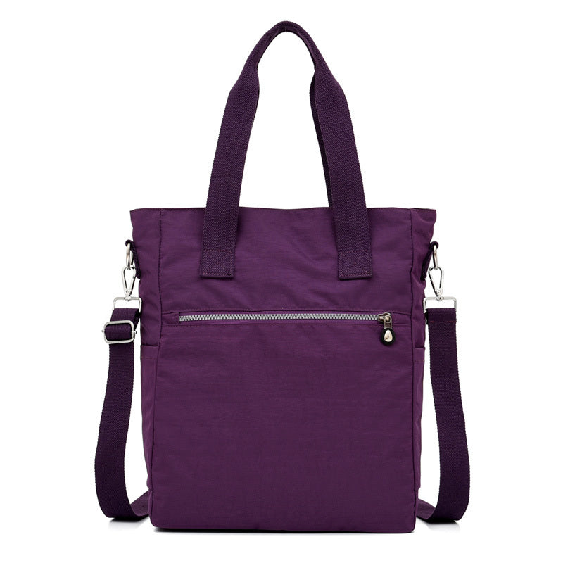 Large Capacity Shoulder Bag, Letter Patch Decor Tote Bag Women's Casual Nylon Handbag