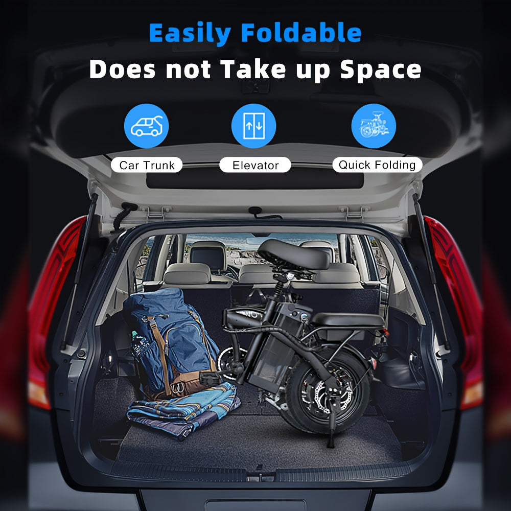 Folding Electric Bike For Adult 400W Rated Brushless Motor Ebike, 14" Tire, Max 48V 1440WH Electric Bicycle, 19MPH Max Speed, Multi-Shock Absorption E-bike, Commuter Ebike For Adults & Teens, Electric EBIKE For Adult Commuter