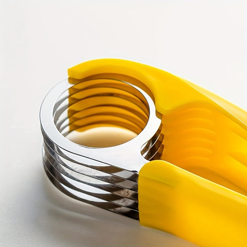 1pc Stainless Steel Hot Dog & Banana Slicer - Multi-Fruit Cutter with Yellow Handle, Kitchen Gadget for Even Sausage and Fruit Slices, Ideal for Home Cooking, Hot Dog Slicer