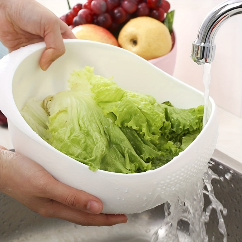 1pc Premium Plastic Rice & Vegetable Washing Basket - Durable Strainer for Beans, Peas & Pasta - Quick Drainage Kitchen Gadget, Perfect for Fruit Cleaning and Organization