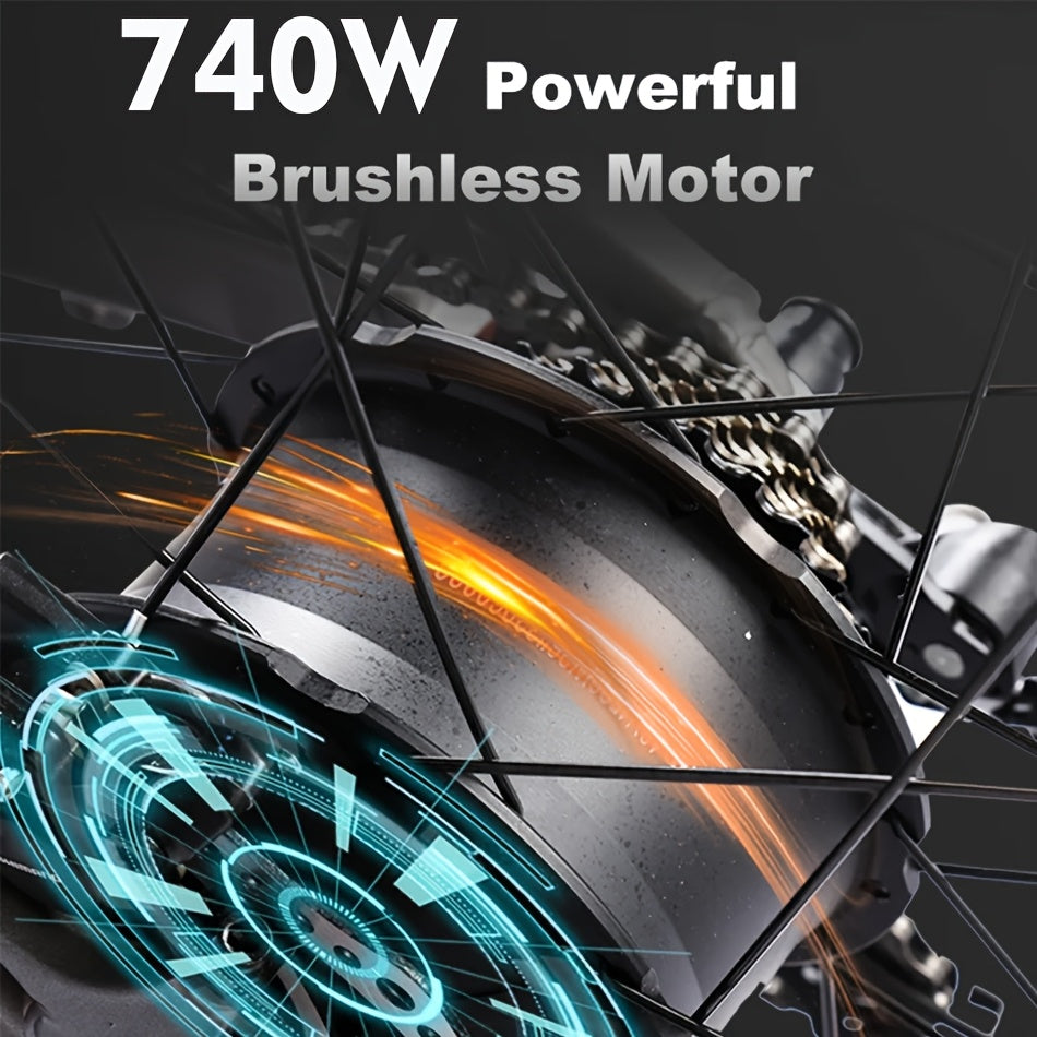 F26 Electric Bike for Adults 740W Electric Bicycle 48V 18AH (864WH) Removable Battery Electric Bike 26" Fat Tire Mountain 19mph 7 Speed Gears Dual Shock Absorber Electric Bike