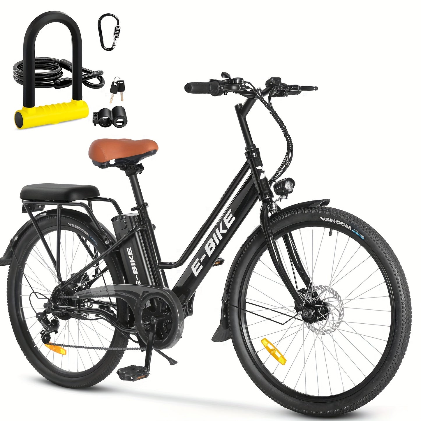 Adult Electric Bike, 26 Inch Step Through Ebike For Women Men, 350W Removable Battery, 7 Speed City Electric Cruiser Bikes, 22MPH 40Miles Commuter Electric Bicycle