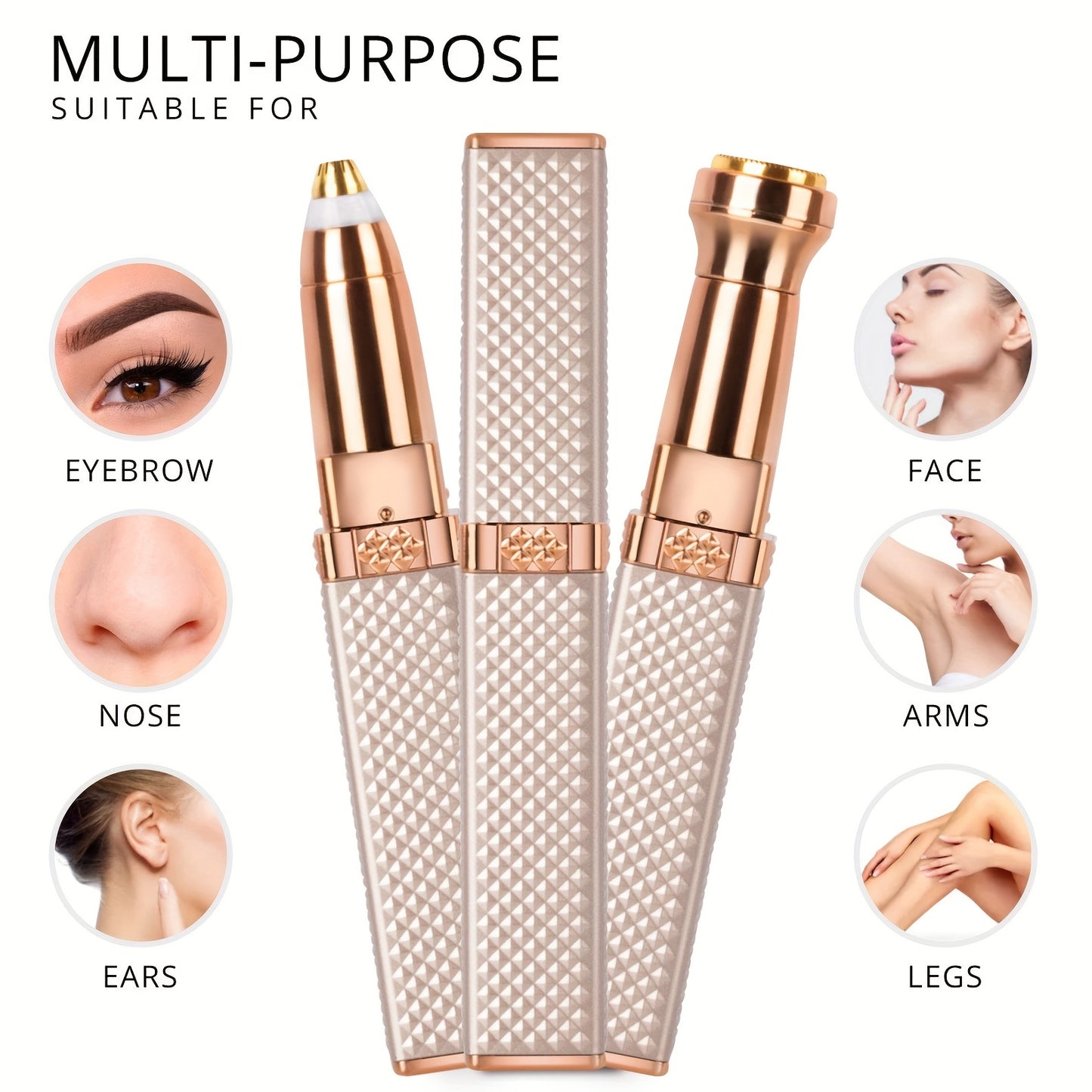 1pc Eyebrow & Facial Hair Removal For Women, 2 In 1 Eyebrow Razor And Painless Hair Shaver Rechargeable With Built-in LED Light For Face Peach Fuzz Eyebrow Lips Body Chin Arms