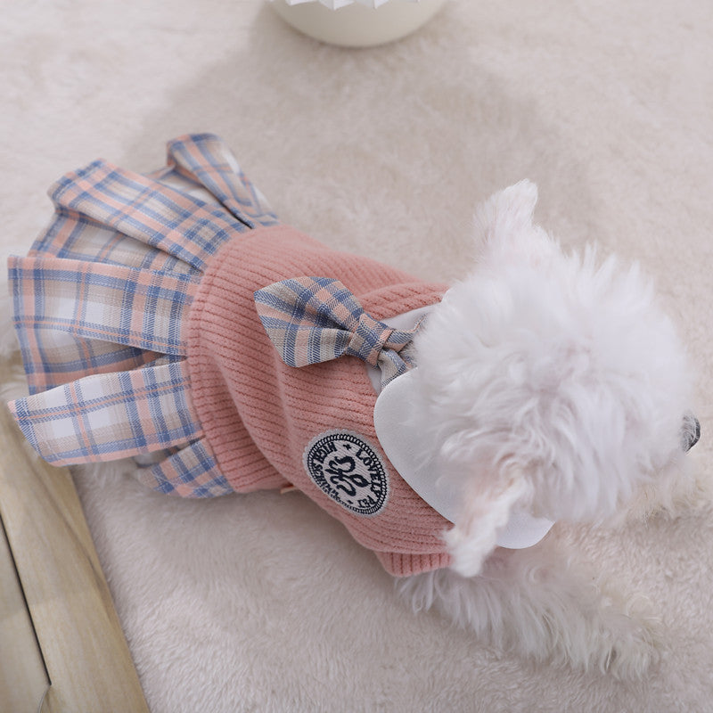 Adorable Bowknot Dog Sweater Dress - Warm Winter Pet Costume for Small, Medium, Large Dogs & Cats - Soft, Cozy, and Stylish Pet Apparel for Cold Weather