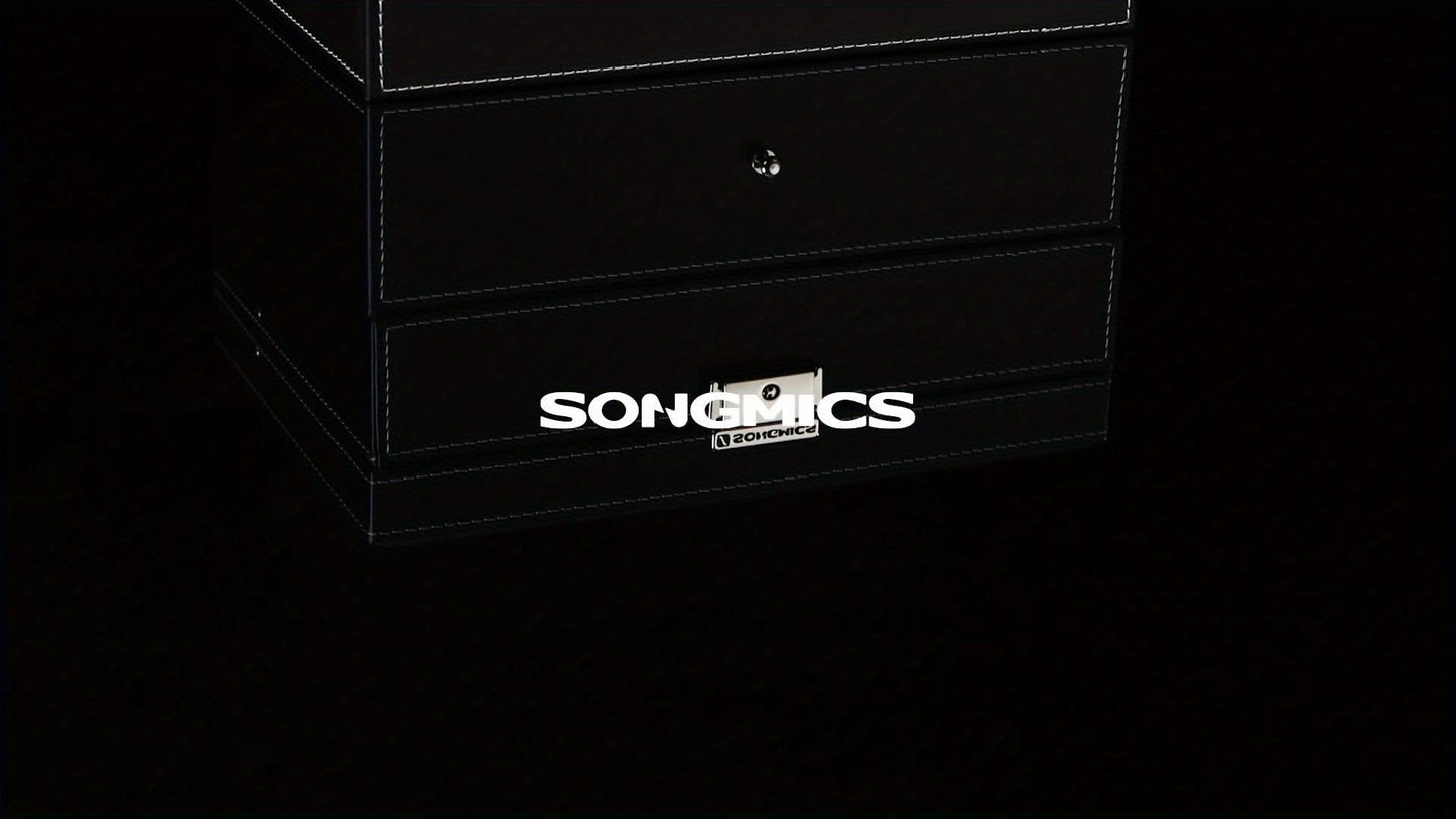 SONGMICS 20-Slot Watch Box, Watch Case With Glass Lid, 2 Layers, Lockable Watch Display Case, Black Synthetic Leather, Gray Lining, The Best Christmas Gifts For Men, Women, Father, Mother And Friends