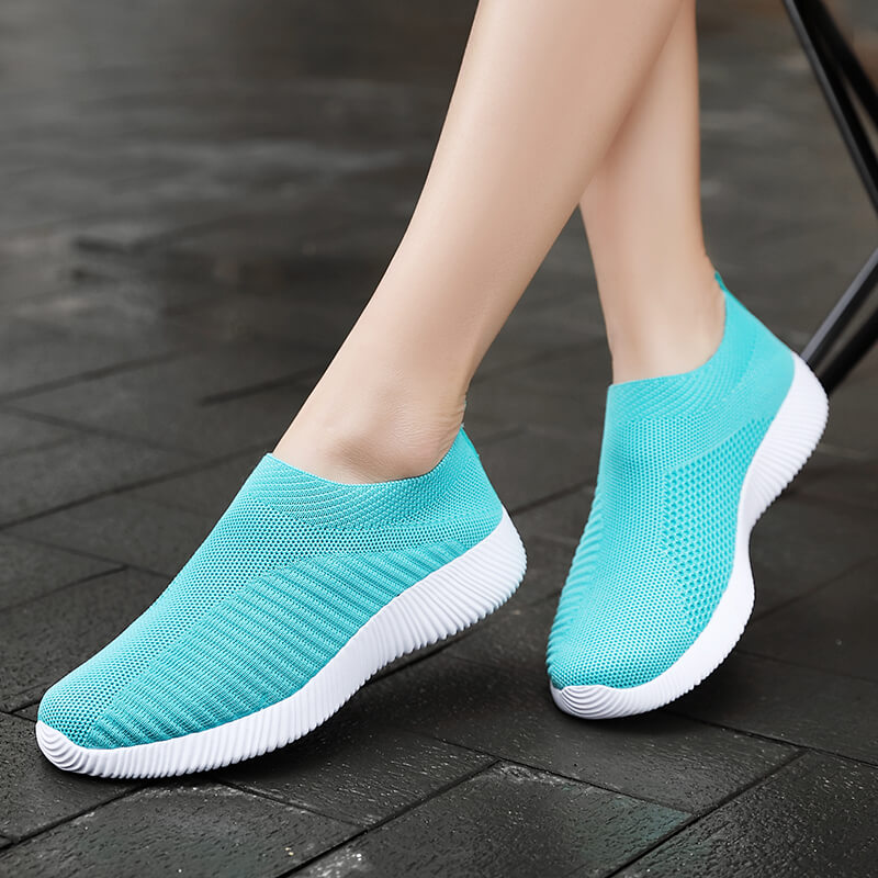 Women's Solid Color Casual Shoes, Lightweight Breathable Slip On Socks Shoes, Low Top Sneakers