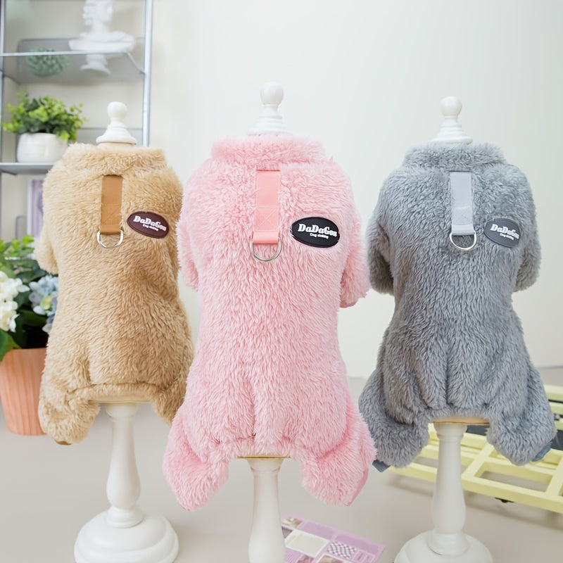 Small Winter Fleece Sweater for Pet, Warm Dog & Cat Clothes with Leash Ring (If Your Pet Is Between Two Sizes, Please Buy The Larger Size)
