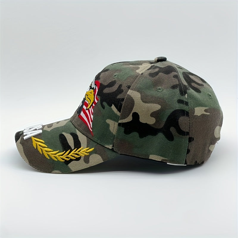 Unisex Eagle Embroidered Baseball Cap - Tactical Camouflage Sunshade Dad Hat with Adjustable Strap - Perfect for Outdoor Enthusiasts and Patriotic Fans