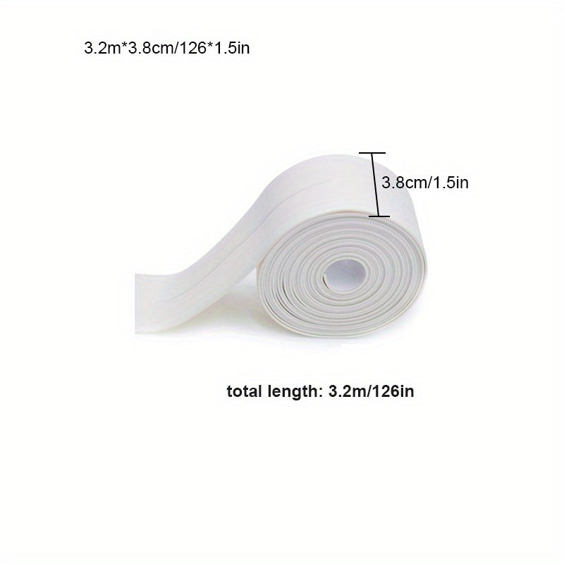 1pc Premium Waterproof Caulk Strip - Quick Install Self-adhesive Tape for Kitchen & Bathroom - Durable Anti-mildew Sealer with Edge Guard, Anti-Scratch Protection - Modern Design, Long-lasting Solution