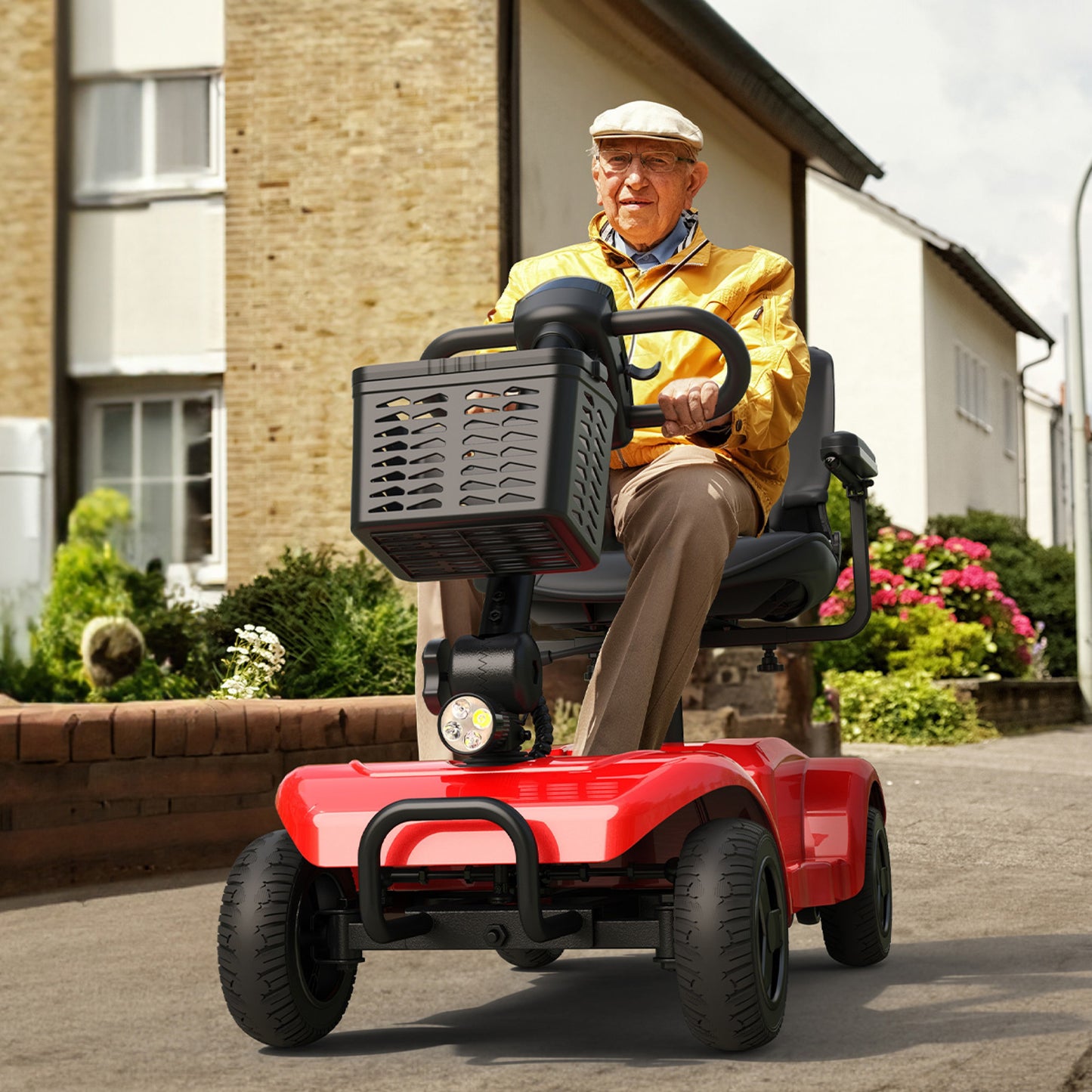 ENGWE Folding 4-Wheel Mobility Scooter, 250W 24V Motor, 15 Miles Long Range For Adults With Detachable Basket, Front Light, 265lbs Max Weight, Halloween Christmas Gifts
