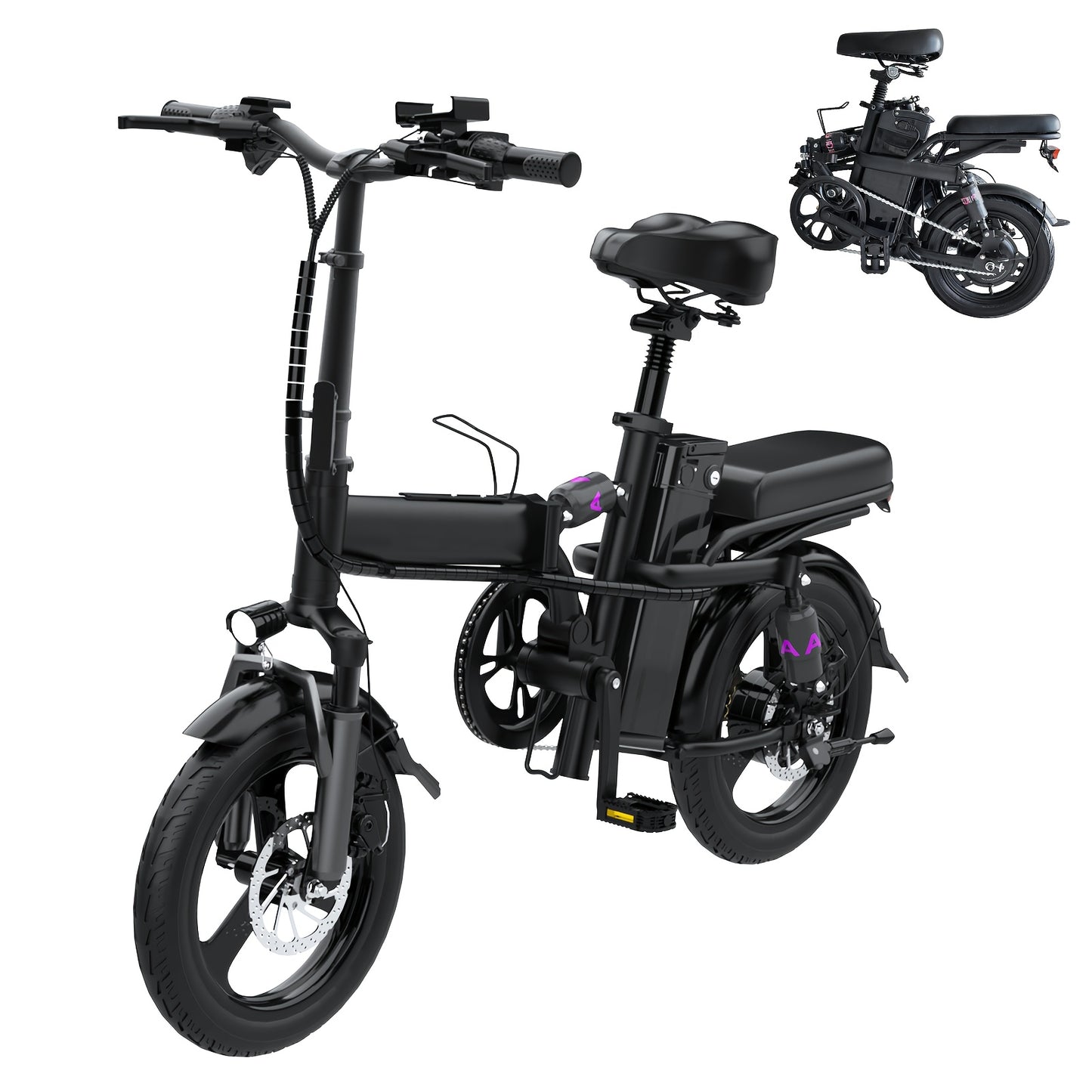 Folding Electric Bike For Adult 400W Rated Brushless Motor Ebike, 14" Tire, Max 48V 1440WH Electric Bicycle, 19MPH Max Speed, Multi-Shock Absorption E-bike, Commuter Ebike For Adults & Teens, Electric EBIKE For Adult Commuter