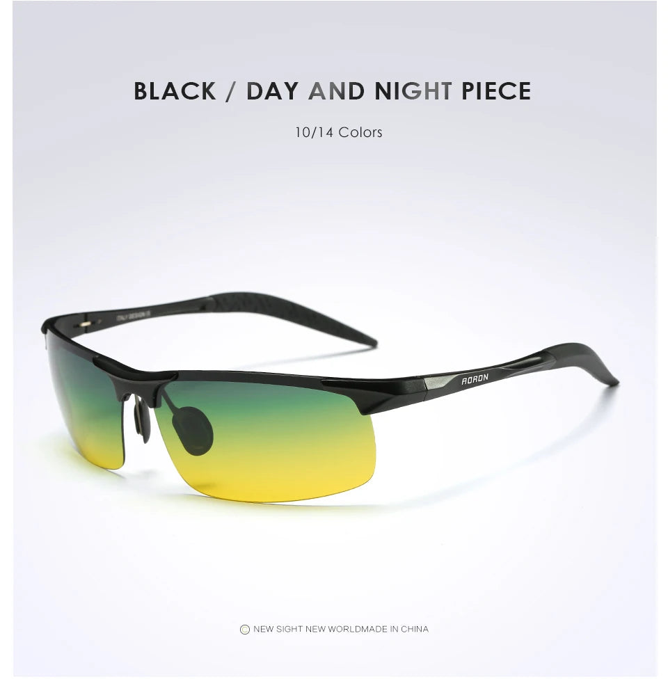 AORON Aluminum Day Night Vision Men Sunglasses Polarized Glasses Brand Original Goggles Male Design Luxury Driving