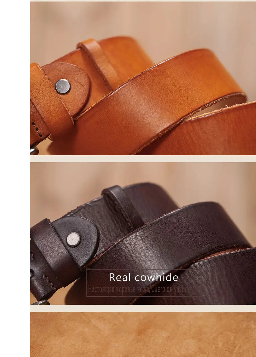 Men's belt leather belt men male genuine leather strap brown cow leather belt for men pin buckle vintage jeans cintos masculinos