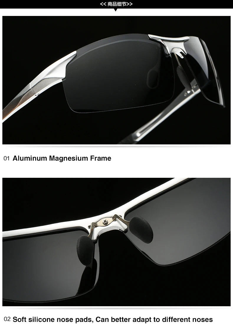 AORON Aluminum Day Night Vision Men Sunglasses Polarized Glasses Brand Original Goggles Male Design Luxury Driving