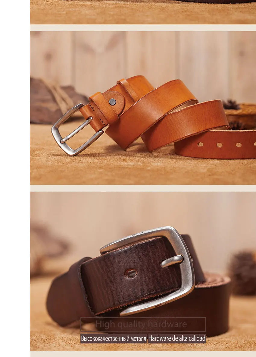 Men's belt leather belt men male genuine leather strap brown cow leather belt for men pin buckle vintage jeans cintos masculinos