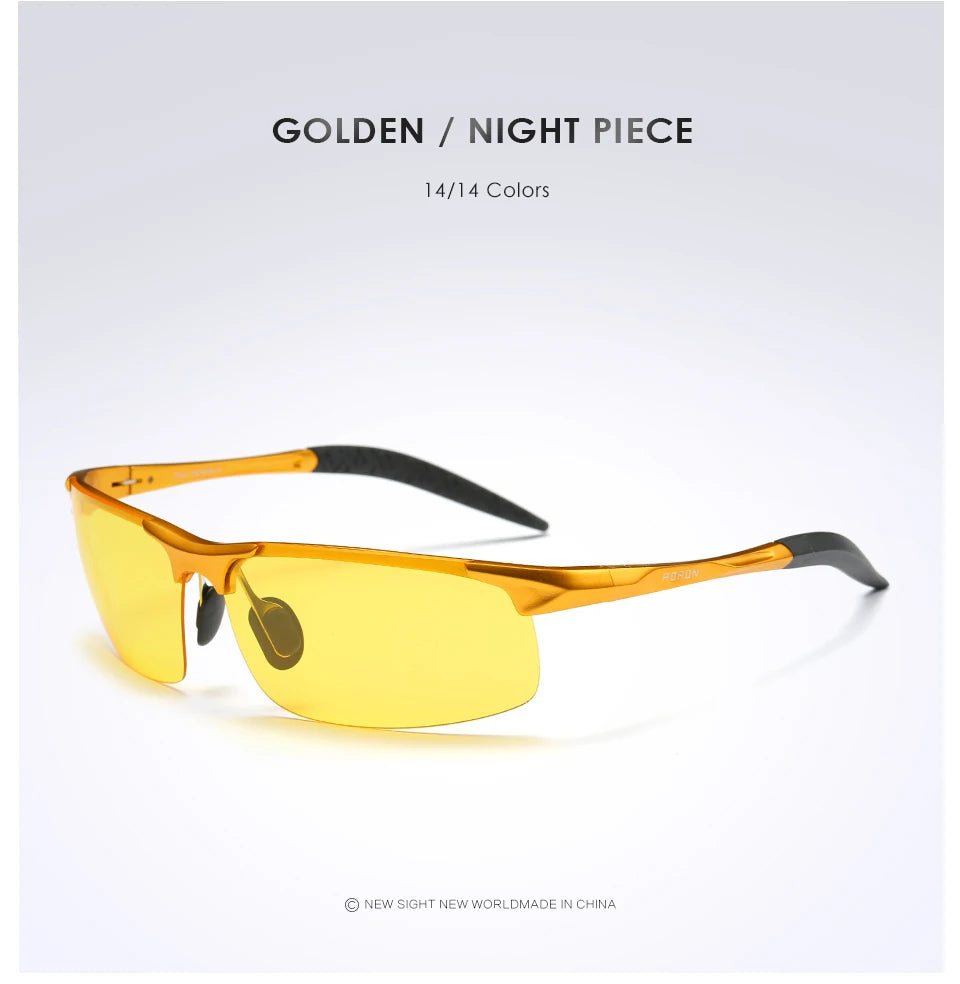 AORON Aluminum Day Night Vision Men Sunglasses Polarized Glasses Brand Original Goggles Male Design Luxury Driving