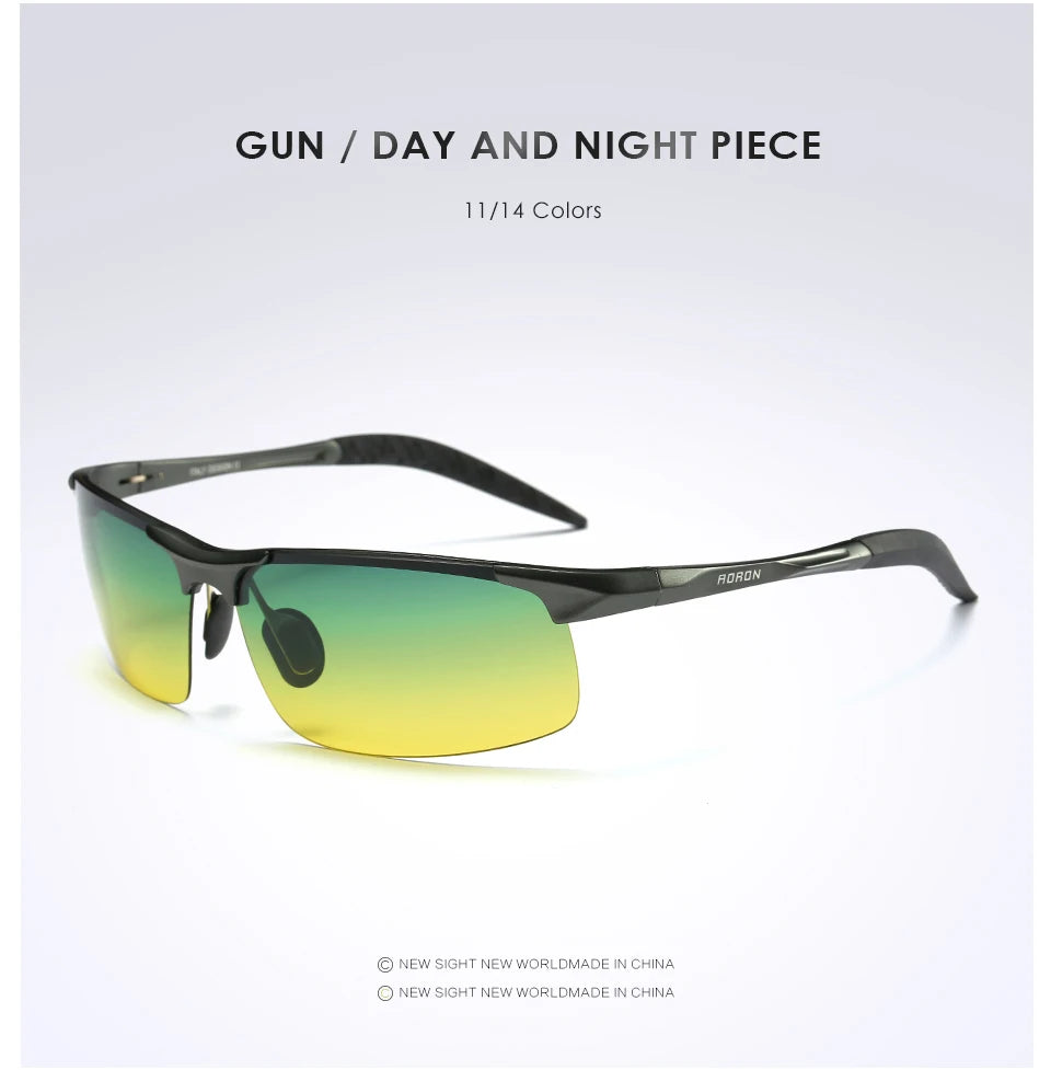 AORON Aluminum Day Night Vision Men Sunglasses Polarized Glasses Brand Original Goggles Male Design Luxury Driving