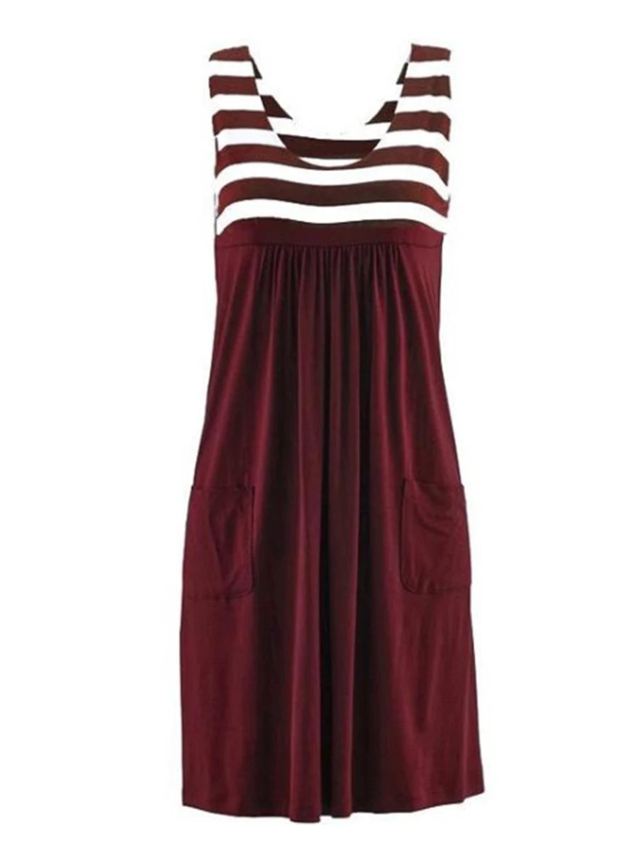 Fashion striped dress summer dress loose simple sleeveless dress women's clothing