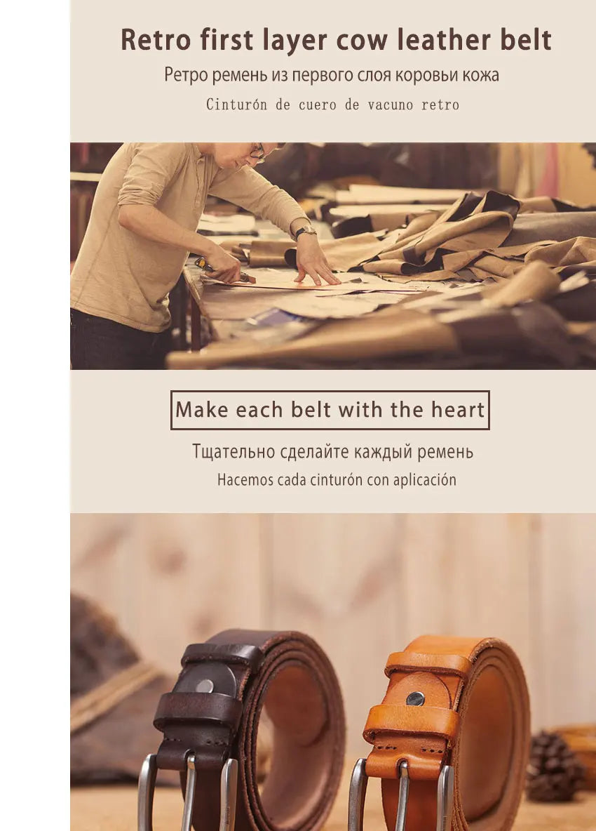 Men's belt leather belt men male genuine leather strap brown cow leather belt for men pin buckle vintage jeans cintos masculinos
