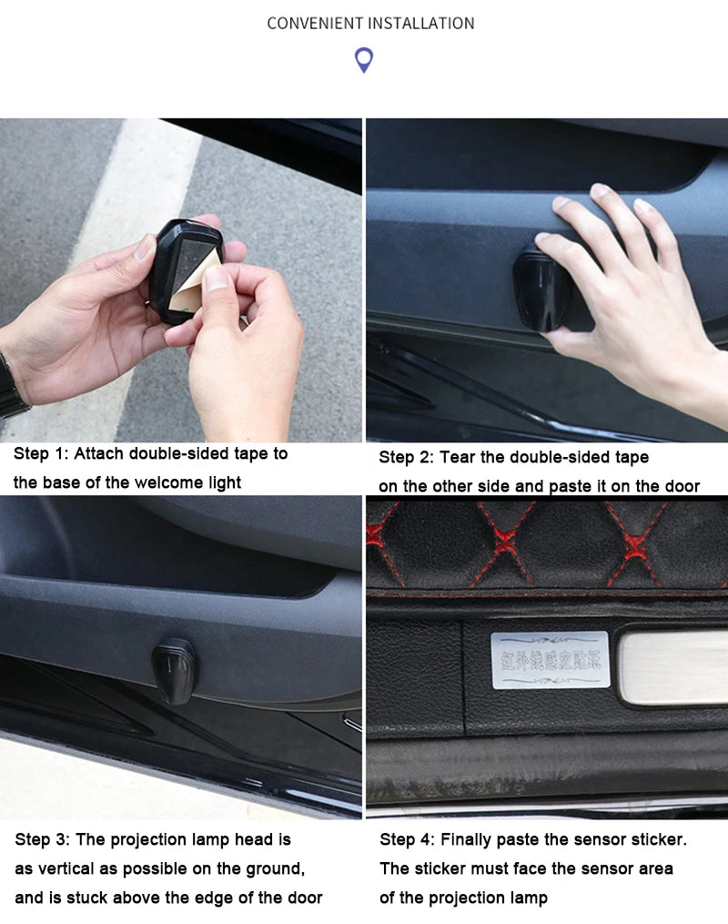 2pcs Rechargeable Led Car Door Welcome Laser Projector Logo Ghost Shadow Step Night Lights Courtesy Lamp Kits Car Accessories