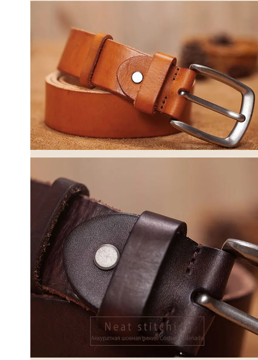 Men's belt leather belt men male genuine leather strap brown cow leather belt for men pin buckle vintage jeans cintos masculinos